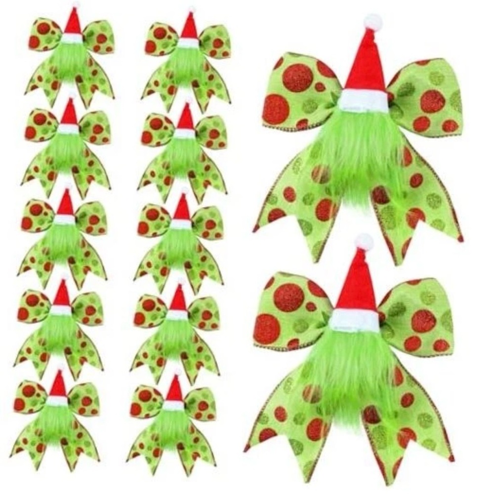 NEW 12 Pc Grinchmas Bows for Tree, Wreath, Etc - Boutique - Picture 2 of 4
